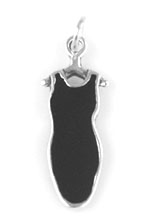 Silver Enamel Black Dress Charm