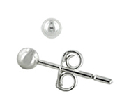 sterling silver 4mm ball or bead earrings